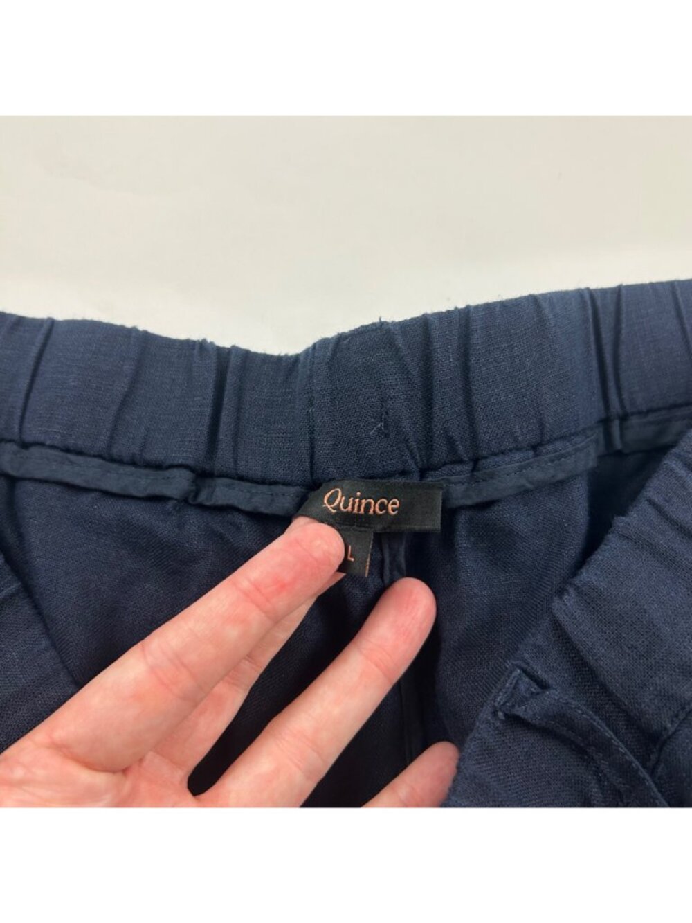 Quince Navy Blue LInen Wide Leg Cropped Pant L - Picture 4 of 7